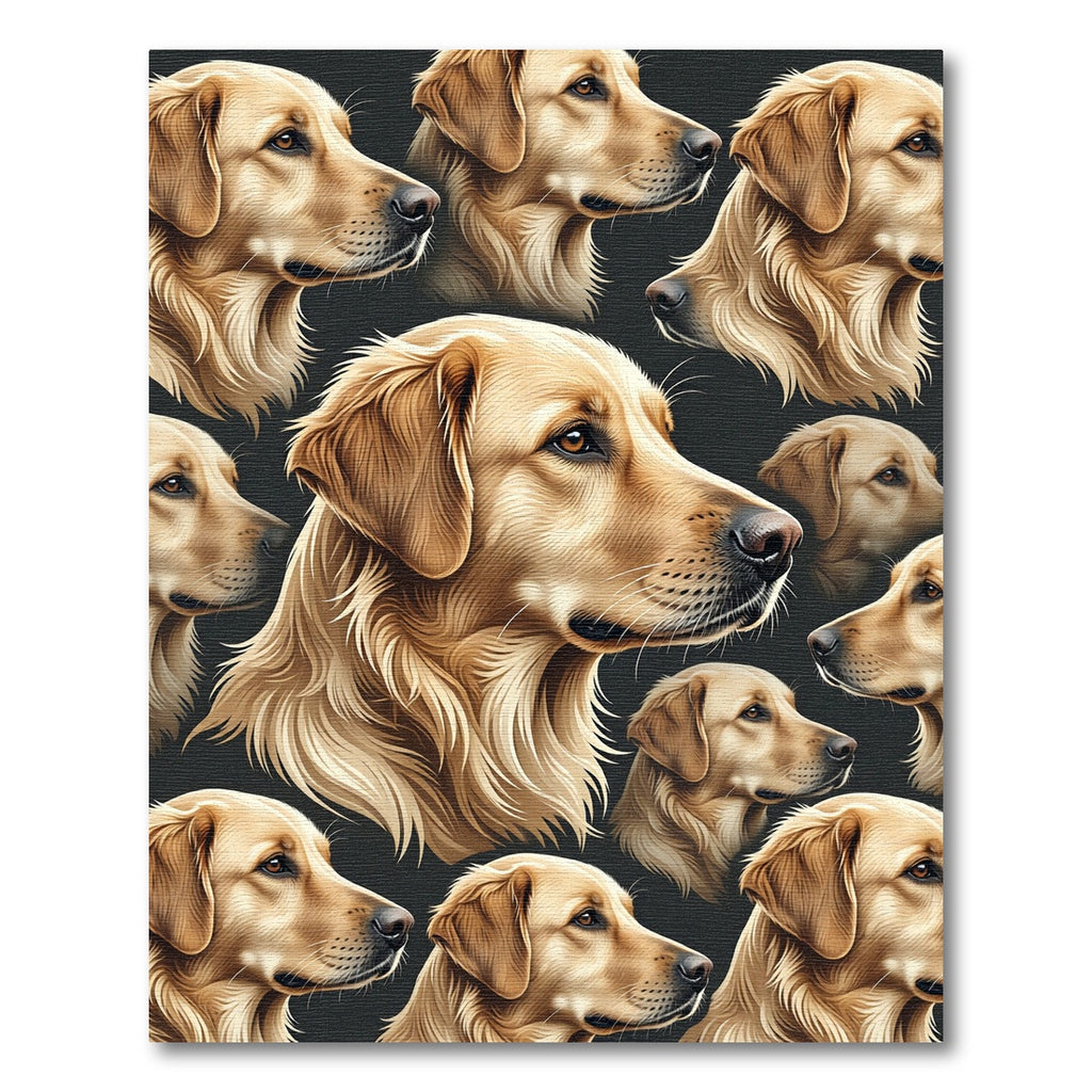 Golden Retriever Portrait Repeating Art Rug