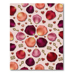 Red Pink Rose Petal Heart Keys Rug
