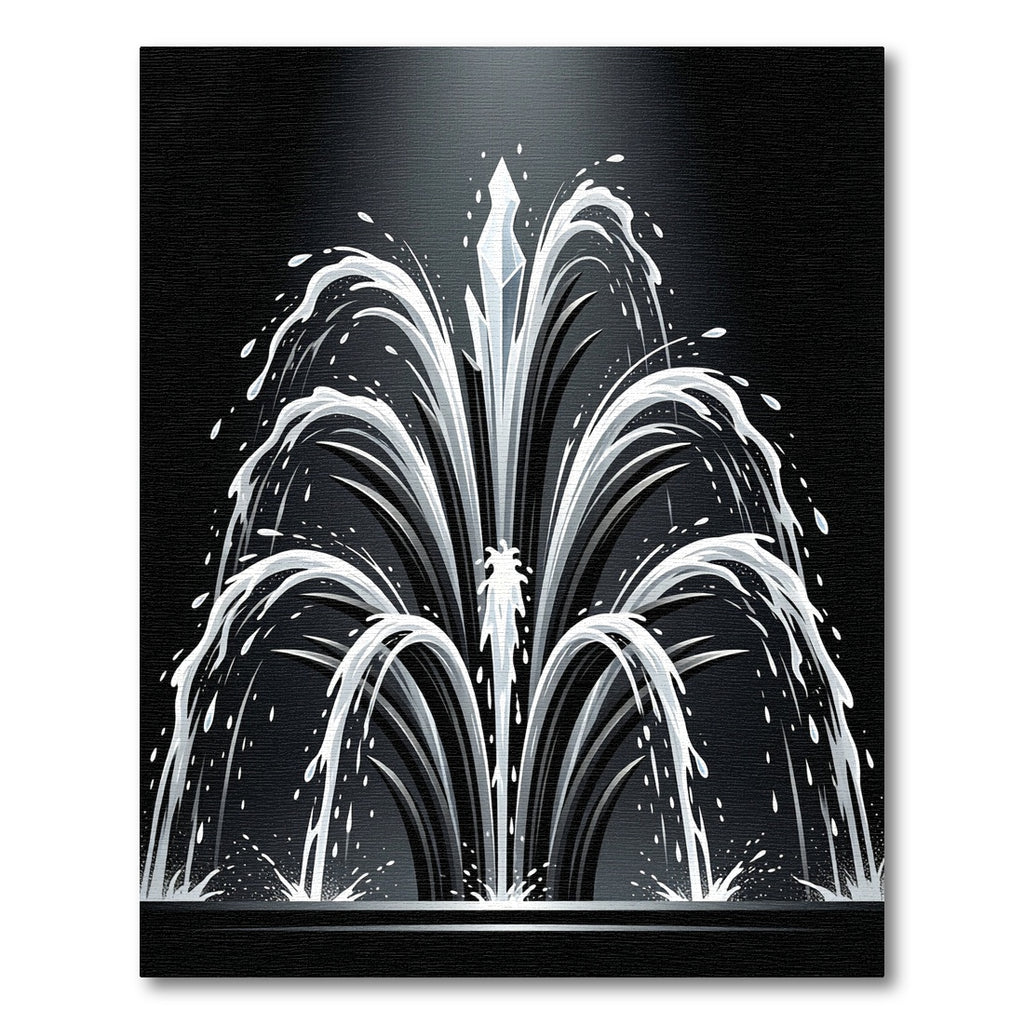 Artistic Water Splash Fountain Monochrome Rug