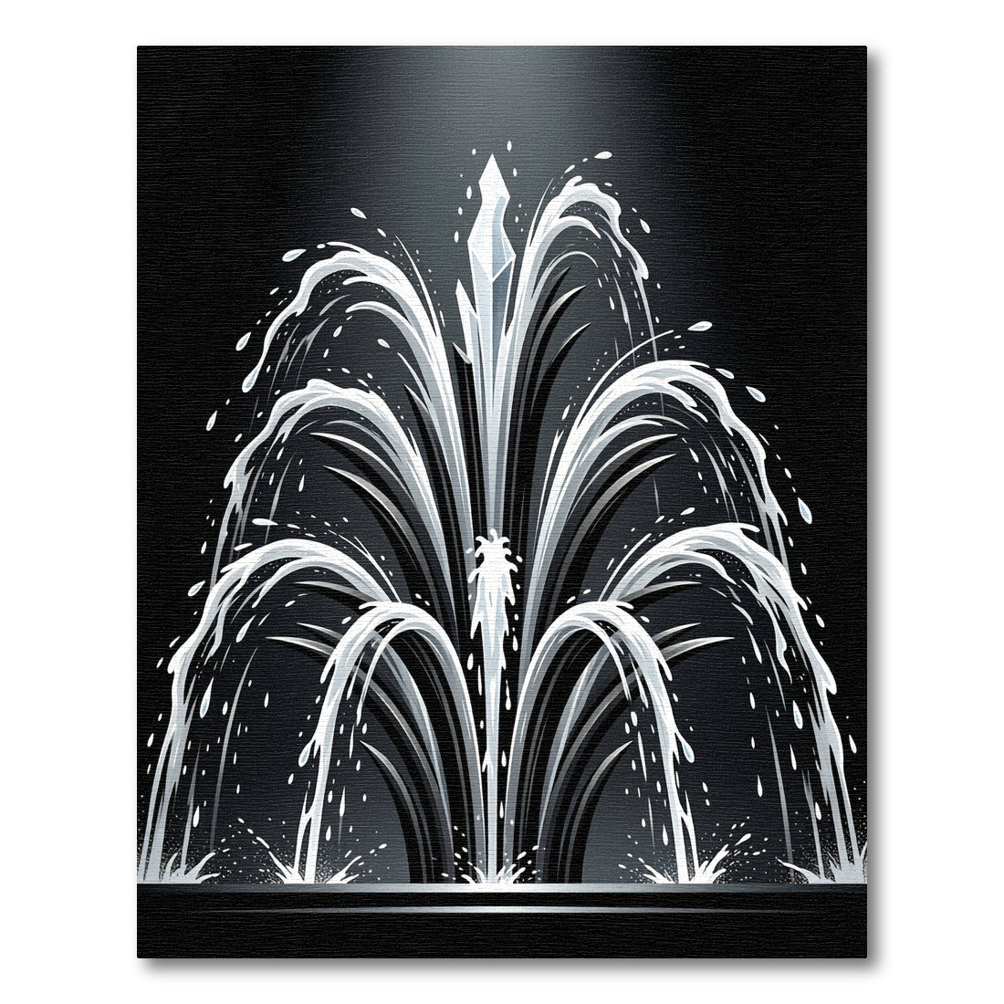 Artistic Water Splash Fountain Monochrome Rug