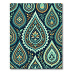 Teal Gold Paisley Floral Damask Rug