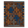 Geometric Cobalt and Amber Cross Weave Rug