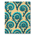 Teal Fern Frond Swirl Rug