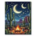 Cosmic Desert Moonlit Night Cactus Rug
