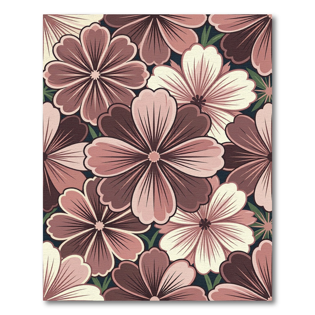 Elegant Dusty Rose Floral Petal Rug