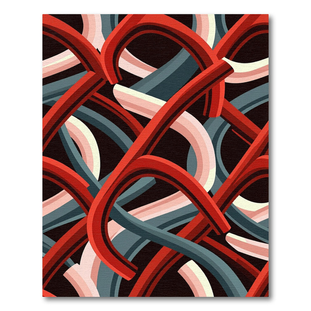 Retro Red Curving Lines Rug