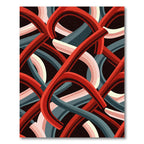 Retro Red Curving Lines Rug