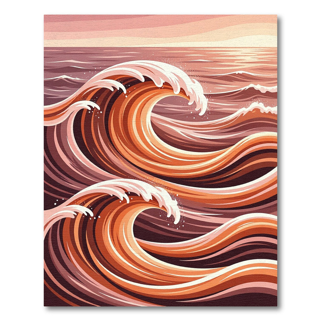 Crimson Orange Abstract Swirling Ocean Waves Rug
