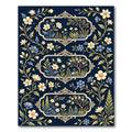 Elegant Navy Floral Frame Botanical Rug