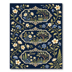 Elegant Navy Floral Frame Botanical Rug