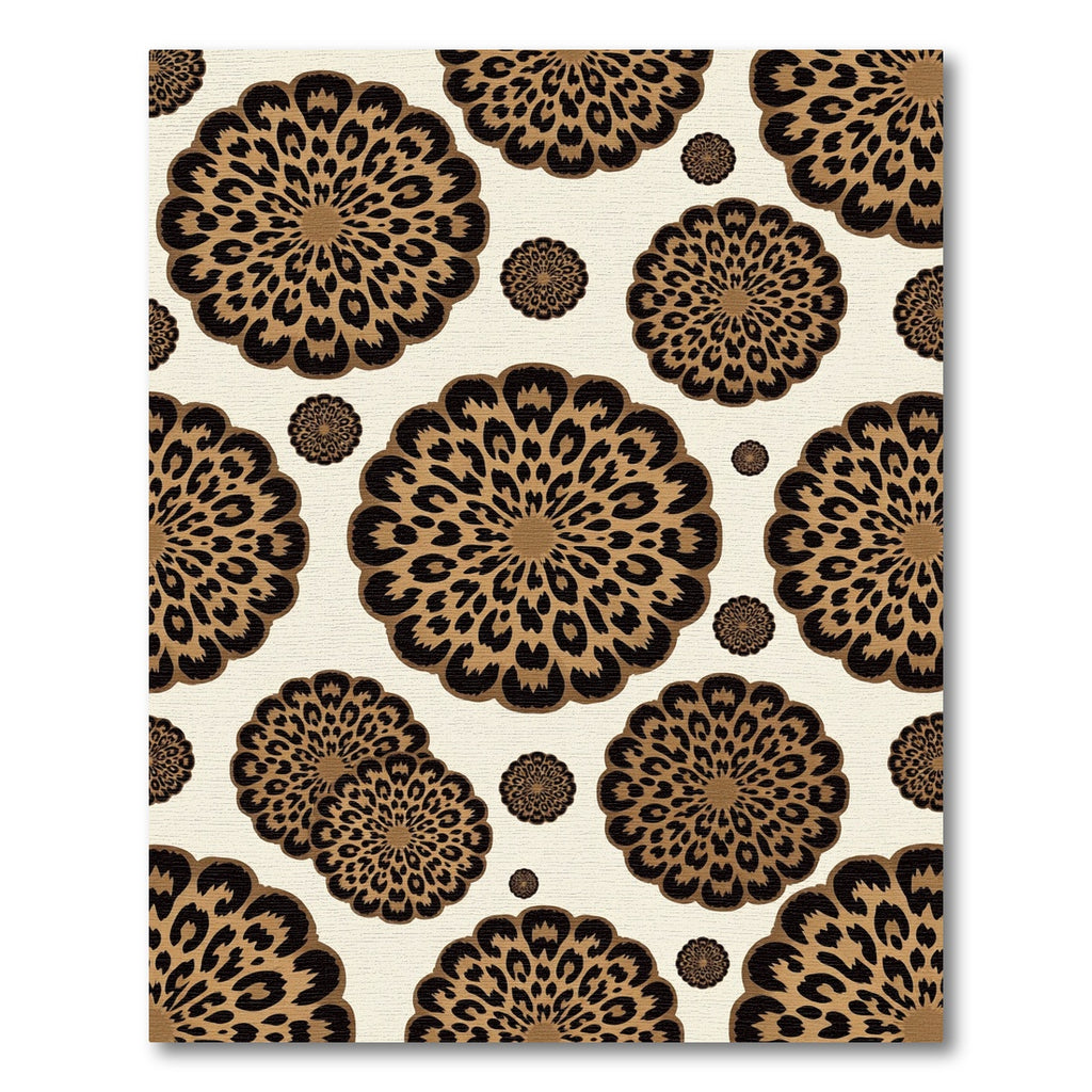 Brown Leopard Floral Medallions Rug