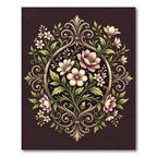 Ornate Blush Floral Baroque Medallion Rug