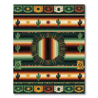 Southwestern Sun Cactus Papel Picado Striped Rug
