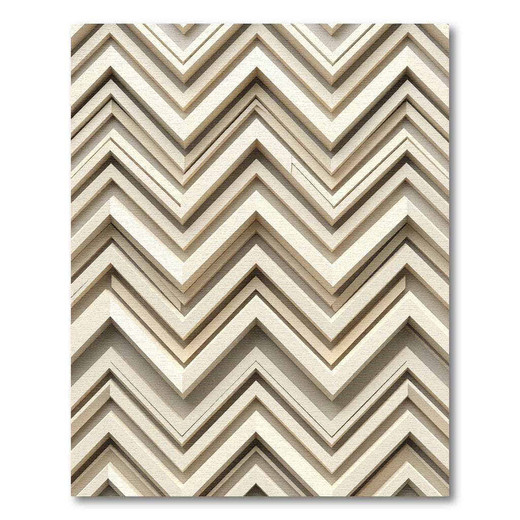 Cream Chevron Layered Relief Rug