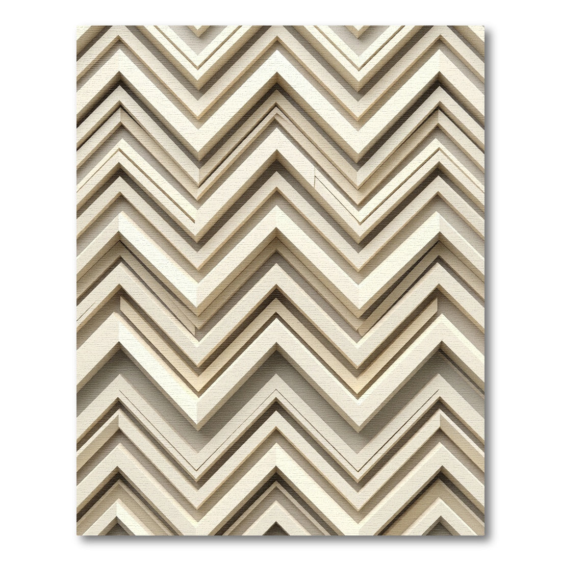 Cream Chevron Layered Relief Rug
