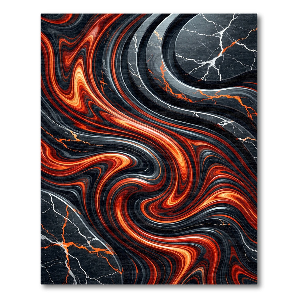 Crimson Marble Swirl Abstract Rug