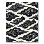 Ethereal Black Cat Swirling Cloud Ink Rug