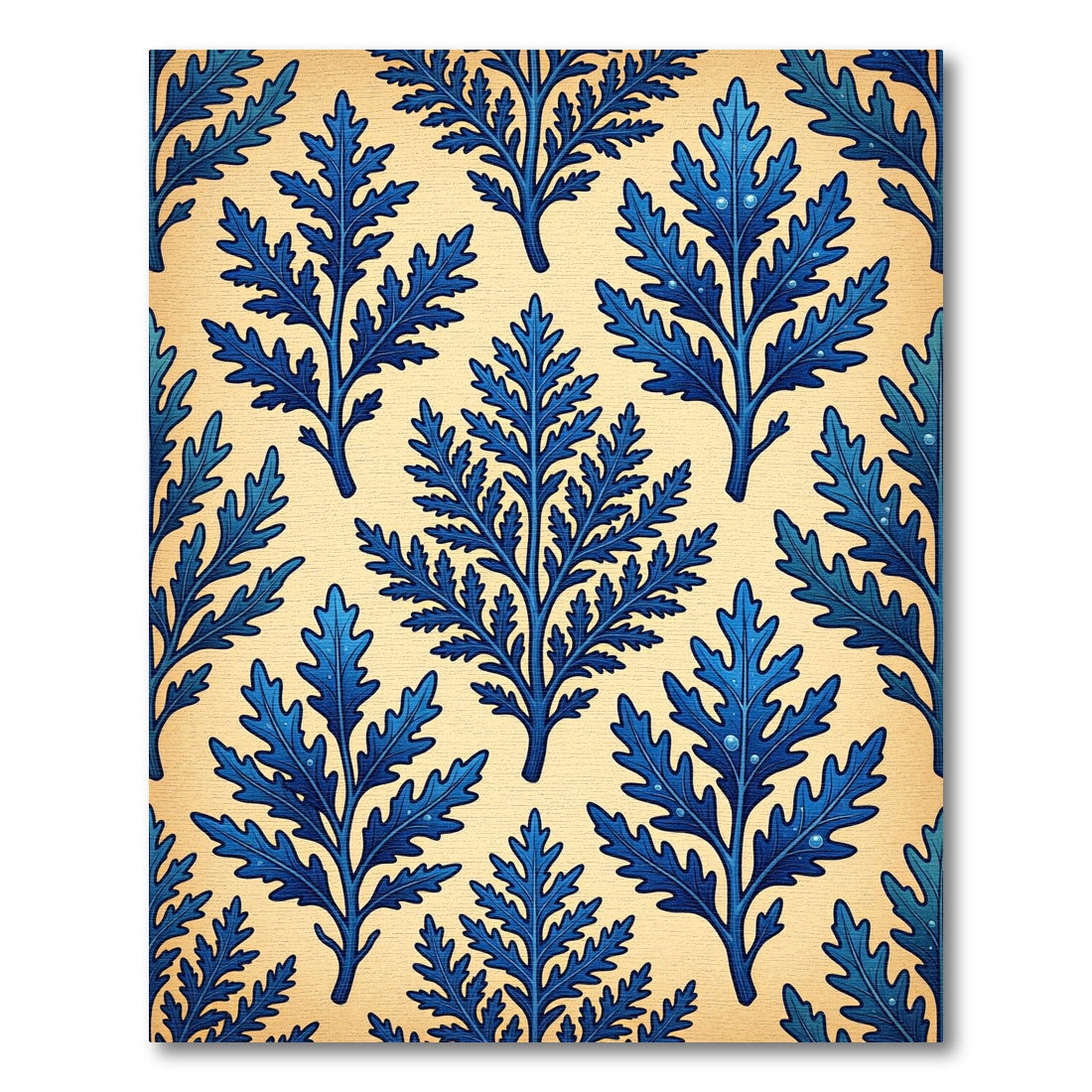 Indigo Botanical Fern Leaf Cream Backdrop Rug