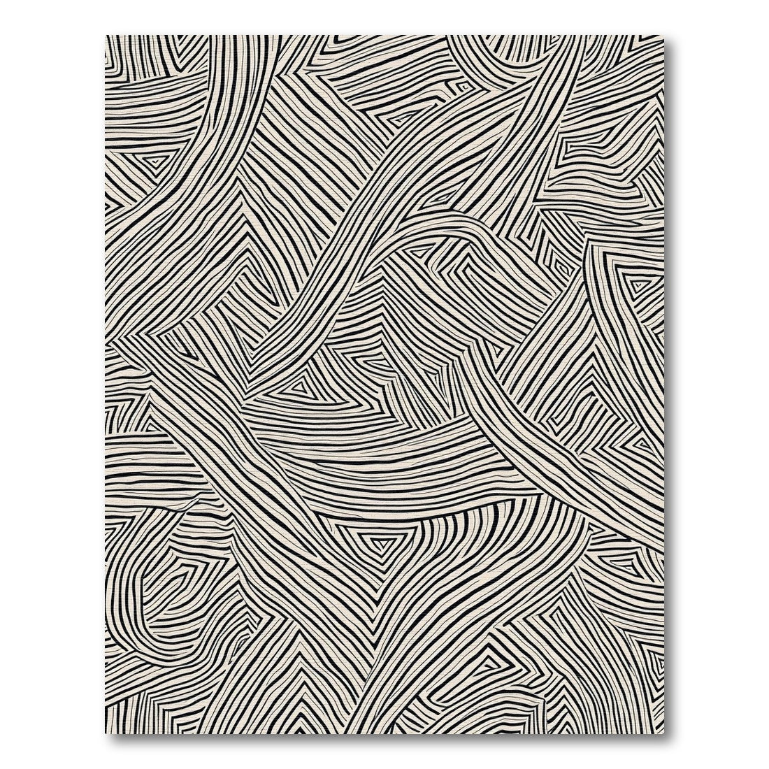 Abstract Black White Interlocking Lines Rug