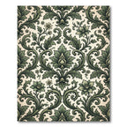 Vintage Sage Green Damask Scroll Garden Rug