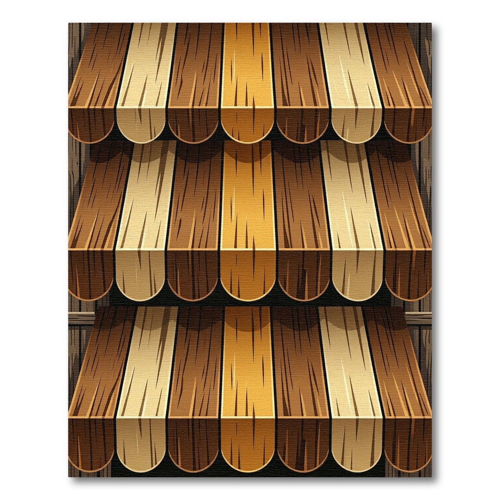 Rustic Earthy Toned Vertical Wood Slat Rug
