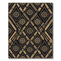 Gold Black Ornate Geometric Diamond Rug