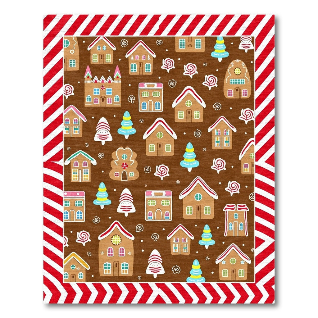 Sweet Gingerbread Village Christmas Houses Rug