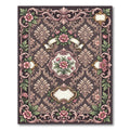 Elegant Pink Peony Scrollwork Frame Rug