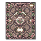 Elegant Pink Peony Scrollwork Frame Rug