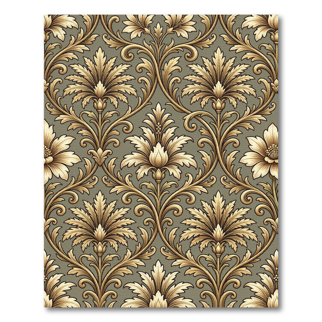 Golden Acanthus Leaf Scroll Rug
