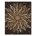Earthy Gold Celestial Starburst Mandala Rug