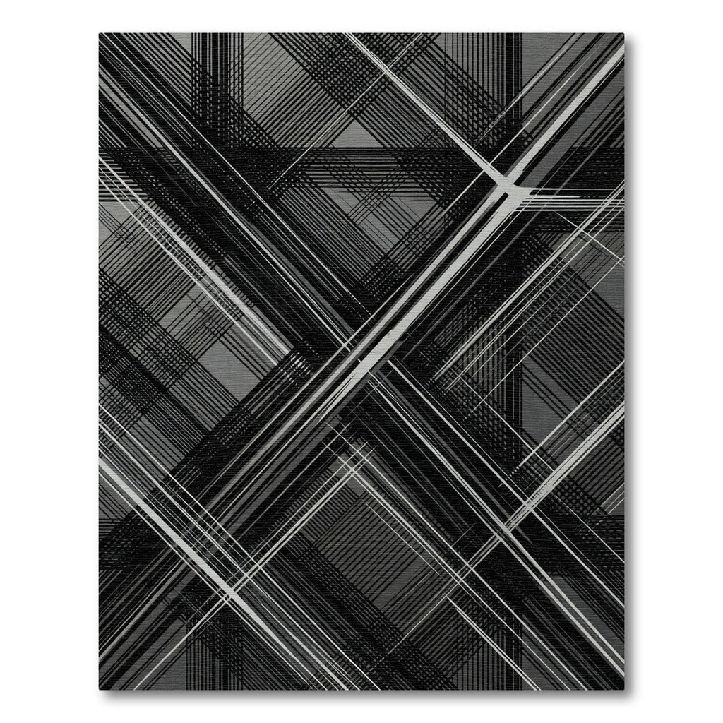 Monochrome Abstract Overlaid Lines Rug