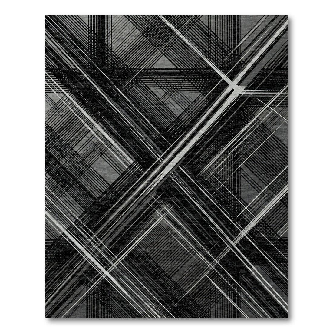 Monochrome Abstract Overlaid Lines Rug