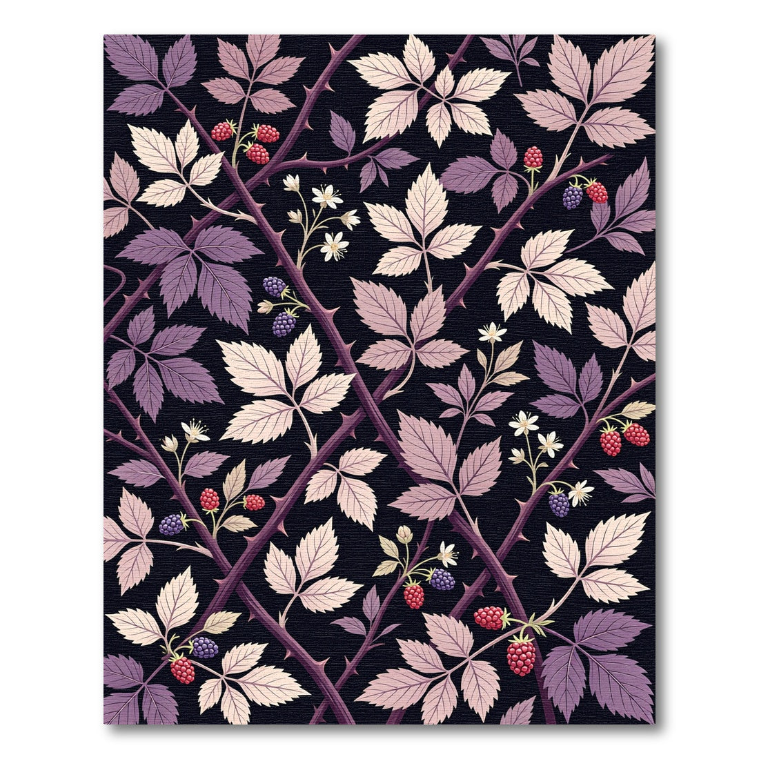 Dark Blackberry Bramble Botanical Rug