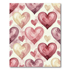 Watercolor Romantic Pink Heart Collage Rug