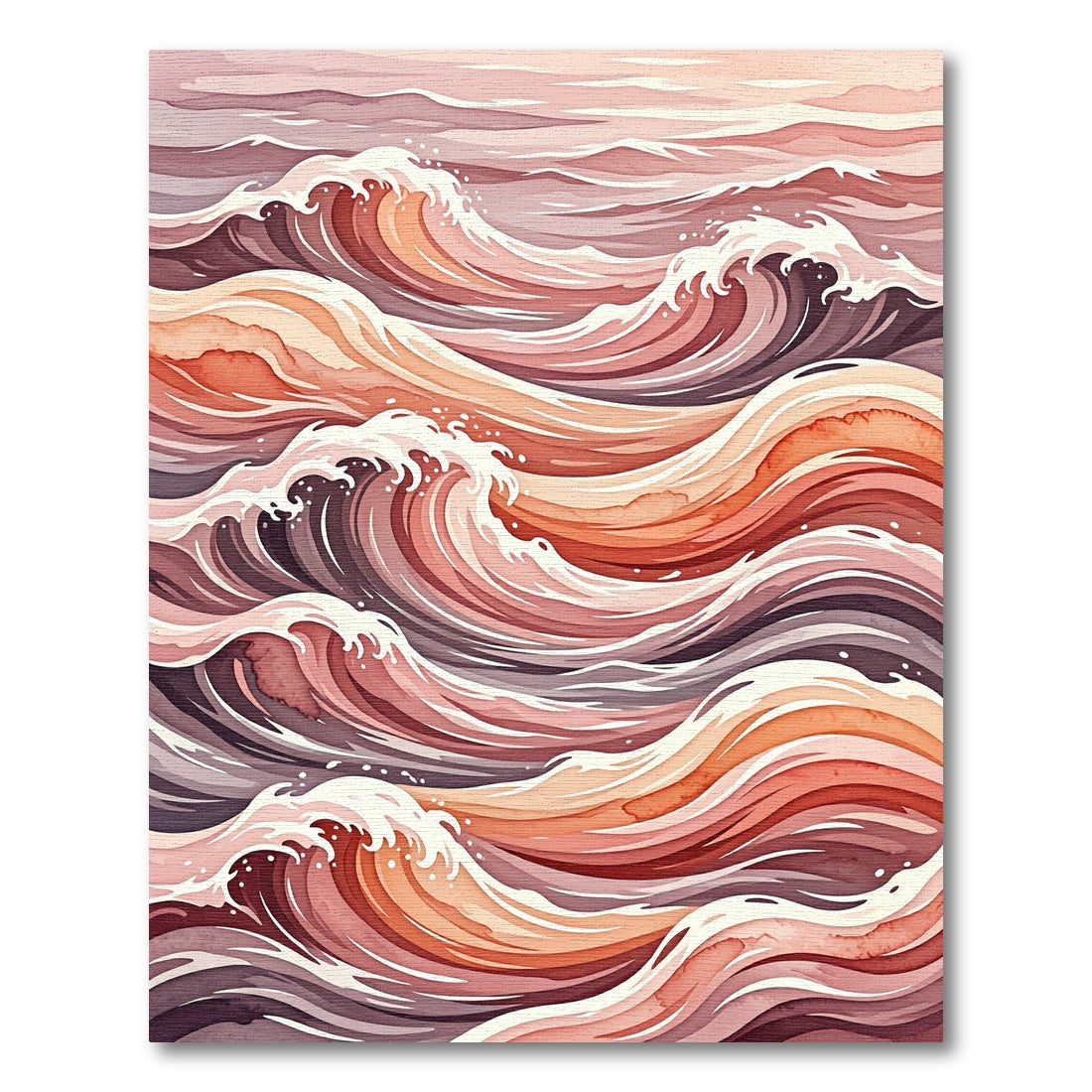 Coral Waves Artistic Watercolor Rug