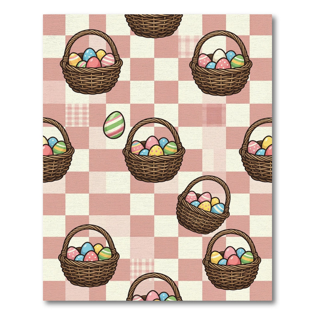 Pastel Easter Egg Picnic Checkered Grid Rug
