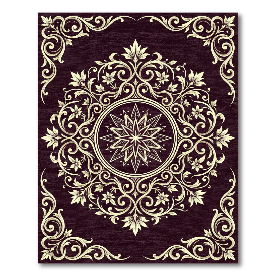 Intricate Cream Botanical Swirls Rug