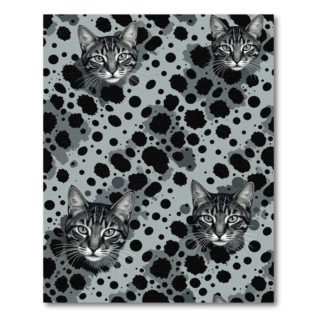 Gray Abstract Cat Head Splatter Rug