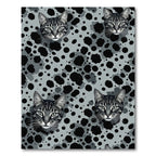 Gray Abstract Cat Head Splatter Rug
