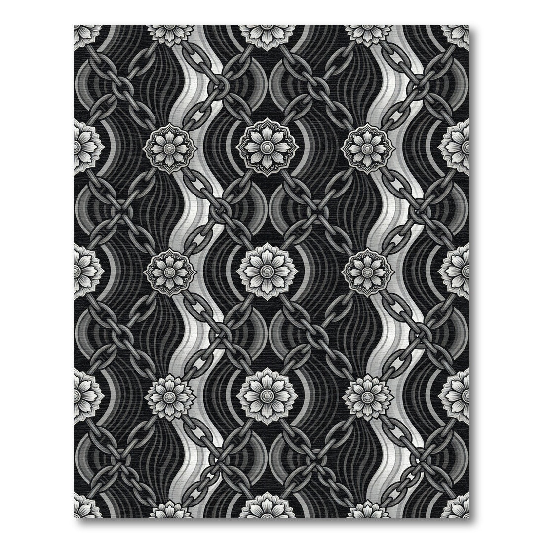 Monochromatic Floral Chain Loom Rug