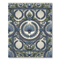 Neoclassical Blue Laurel Rose Medallion Rug