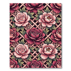 Pink Rose Trellis Floral Arrangement Rug