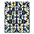 Geometric Navy Cream Cross Symbolic Rug
