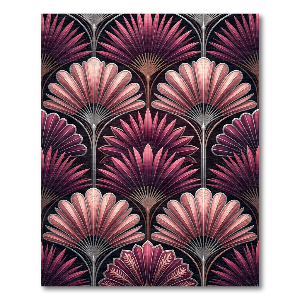 Deep Pink Fan Palm Art Deco Rug