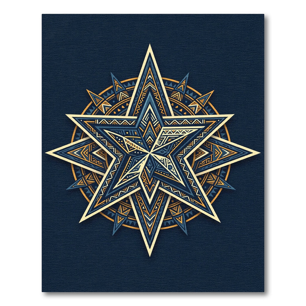 Celestial Navy And Gold Star Medallion Rug