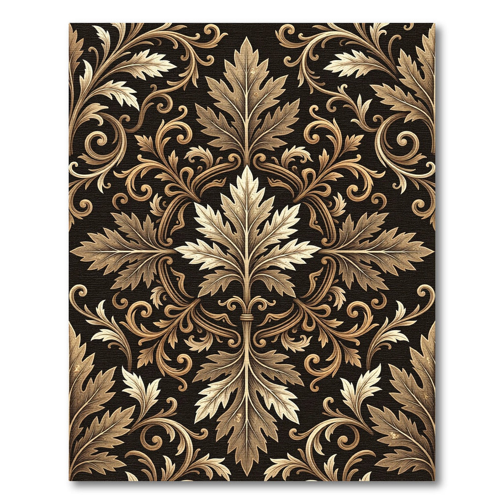Golden Brown Acanthus Scroll Wallpaper Rug