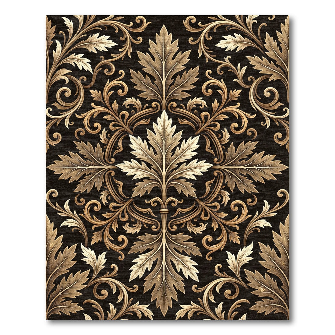 Golden Brown Acanthus Scroll Wallpaper Rug