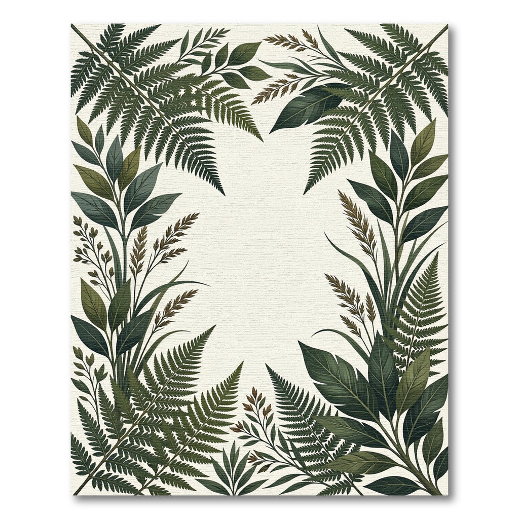 Enchanting Forest Fern Leaf Border Rug