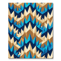 Geometric Blue and Gold Jagged Peak Rug